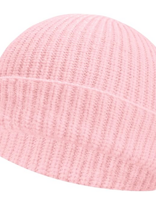 Pink short-cuff rib-knit beanie