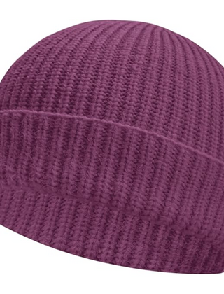 Purple short-cuff rib-knit beanie