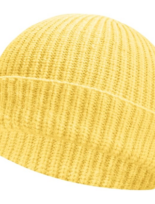 Yellow short-cuff rib-knit beanie
