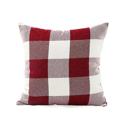 Red-White plaid square cushion cover