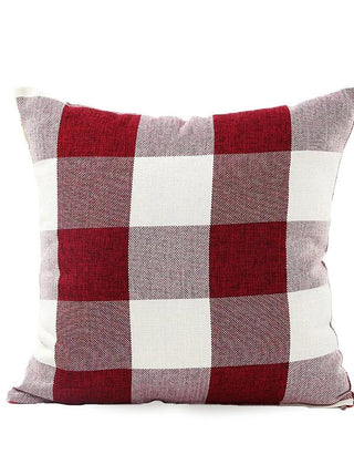 Red-White plaid square cushion cover