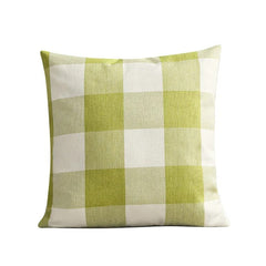 Green plaid square cushion cover