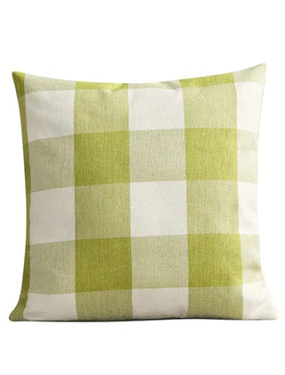 Green plaid square cushion cover