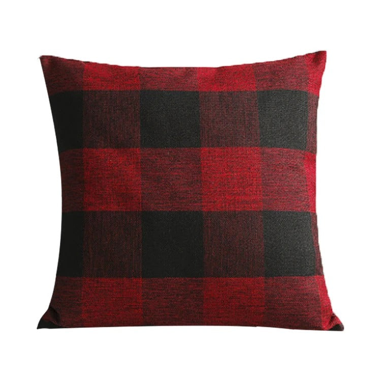 Red plaid square cushion cover