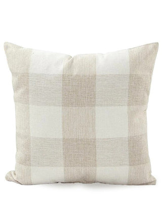 Beige plaid square cushion cover
