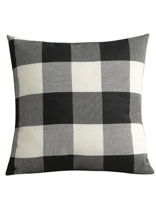 Black-White plaid square cushion cover