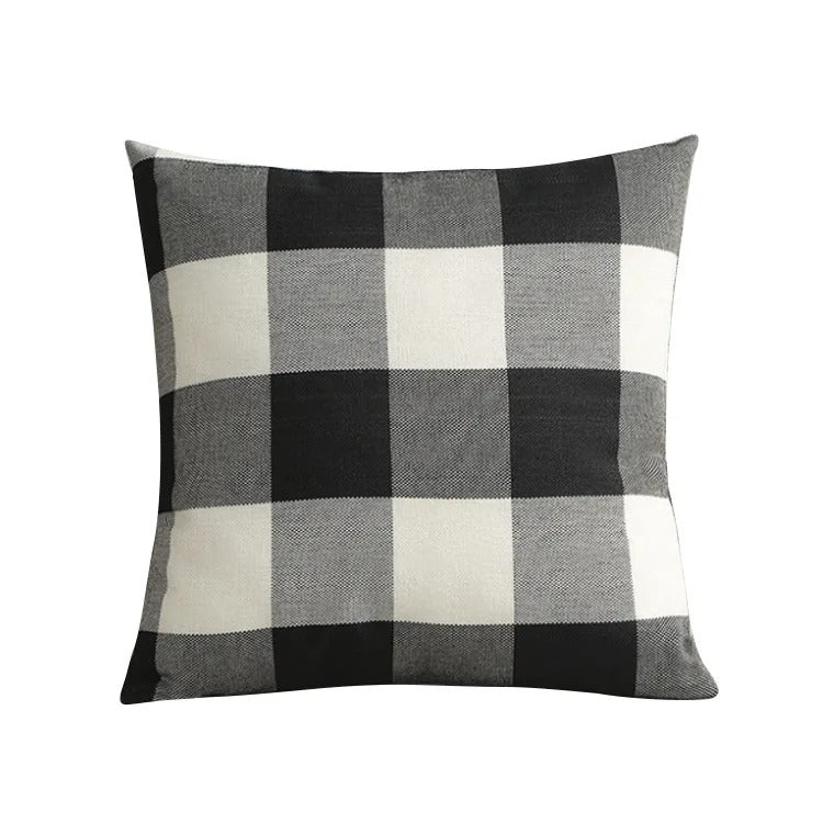 Black-White plaid square cushion cover
