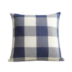 Blue plaid square cushion cover