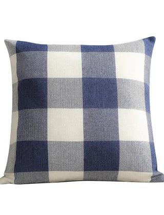 Blue plaid square cushion cover