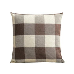 Brown plaid square cushion cover