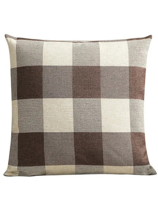 Brown plaid square cushion cover