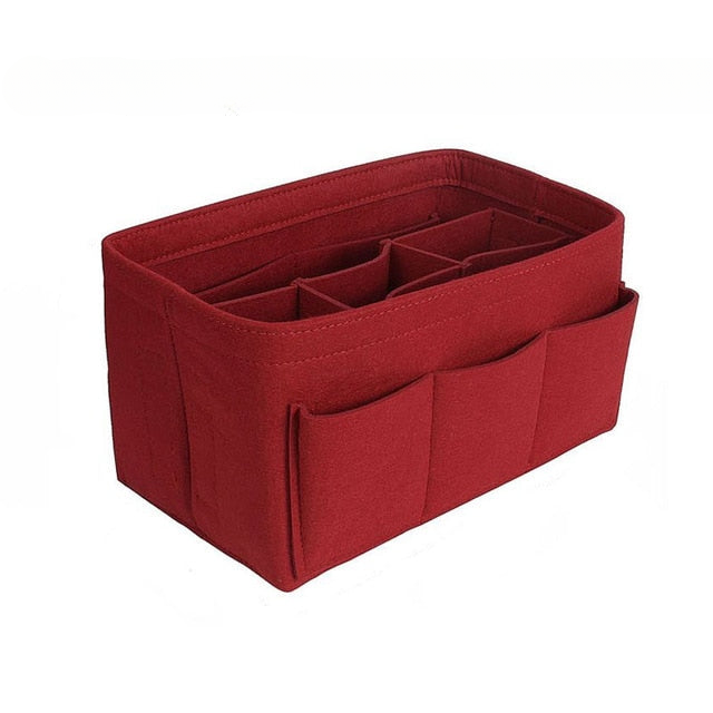 Wine felt handbag organizer insert