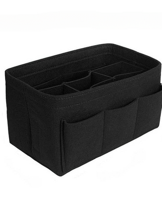 Black felt handbag organizer insert