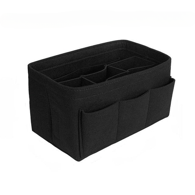 Black felt handbag organizer insert