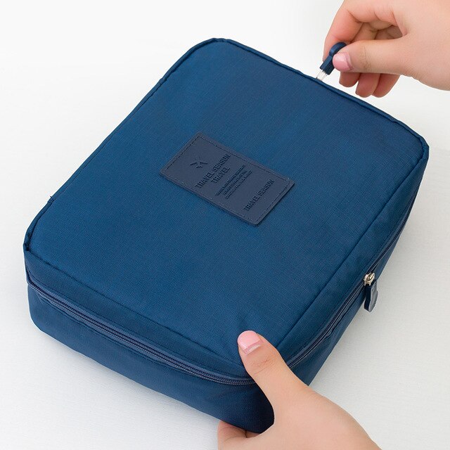 Blue makeup travel organizer