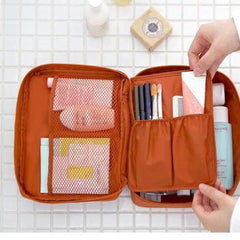 Open makeup organizer showing its interior sections