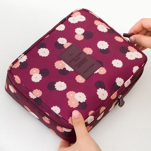 Purple Flowers makeup travel organizer
