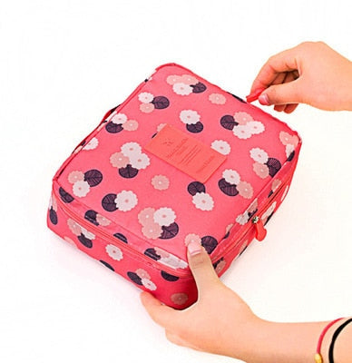 Pink Flowers makeup travel organizer