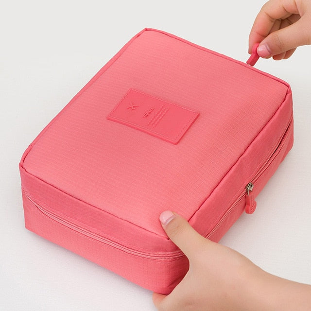Pink makeup travel organizer
