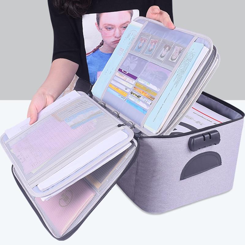 Gray lockable document storage case with removable layers