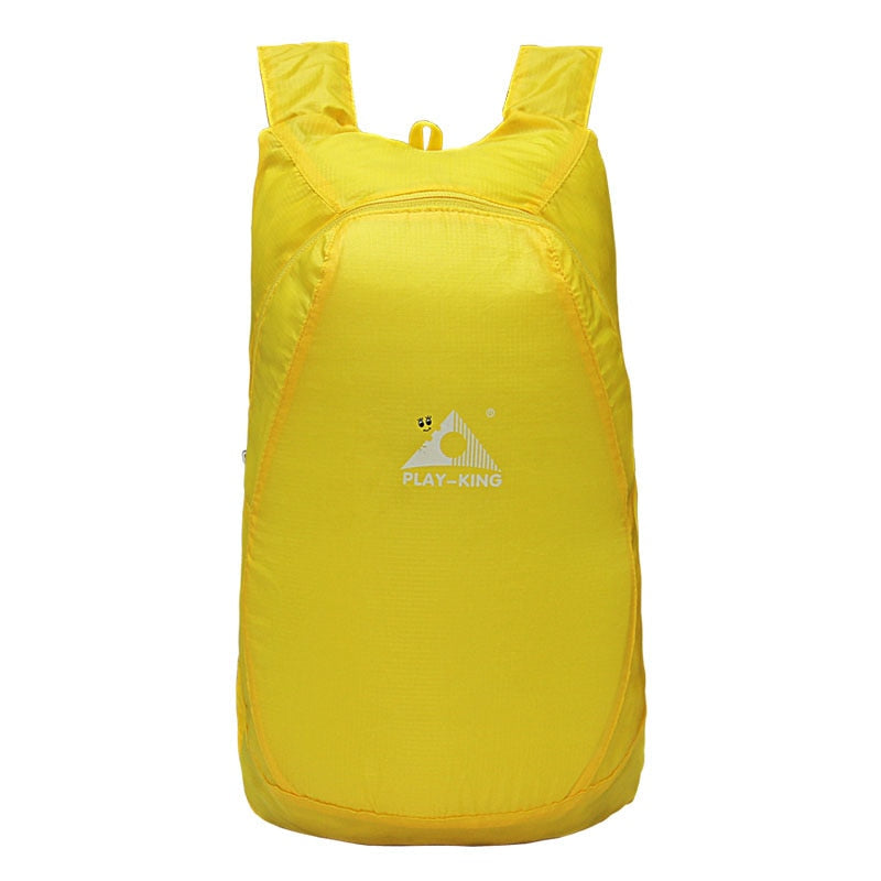 Yellow foldable travel backpack