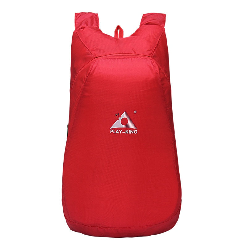 Red foldable travel backpack