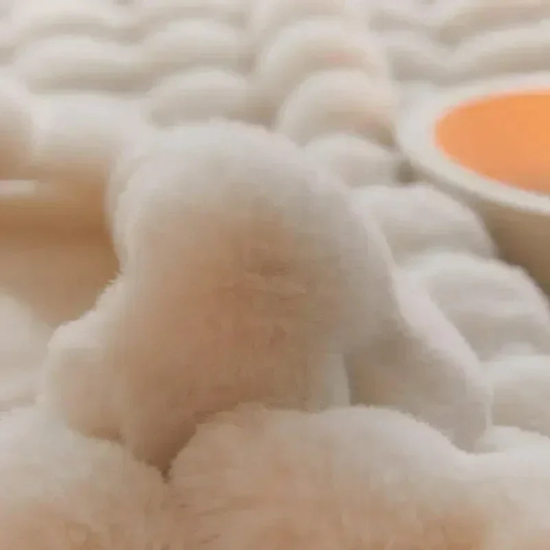 Close view of the raised faux-fur texture