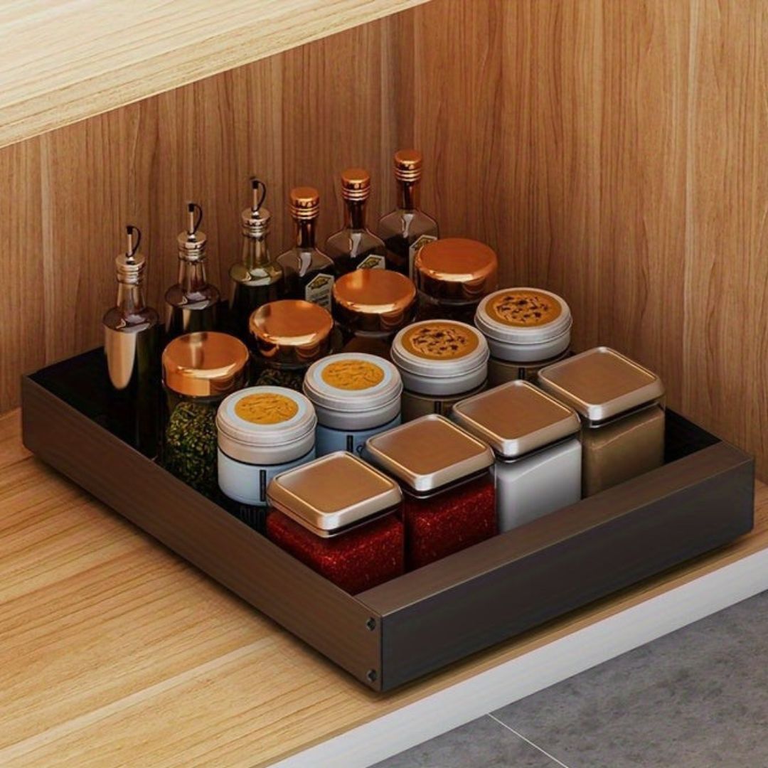 Black 13.78 inch pull-out cabinet organizer