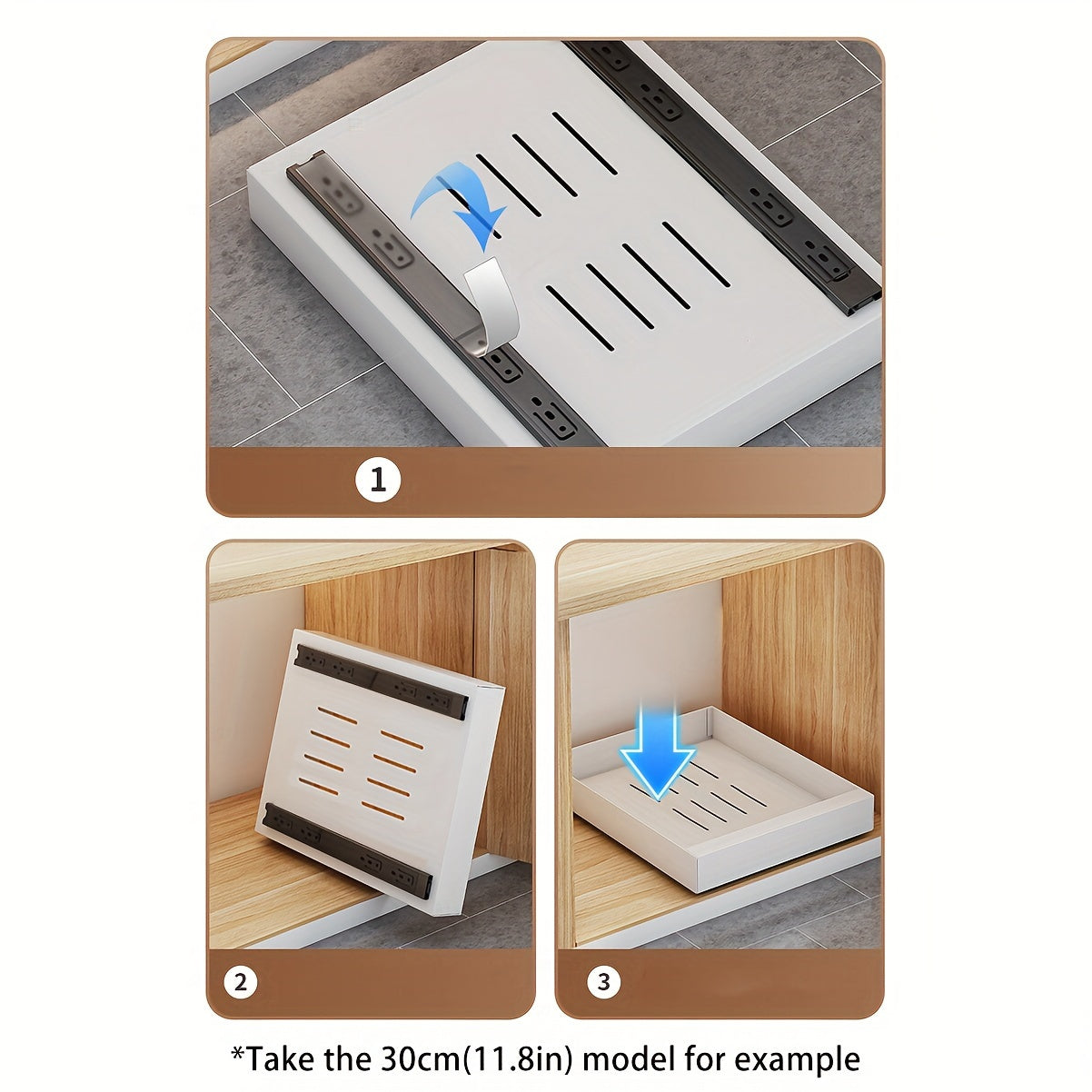 Source installation steps for the pull-out organizer