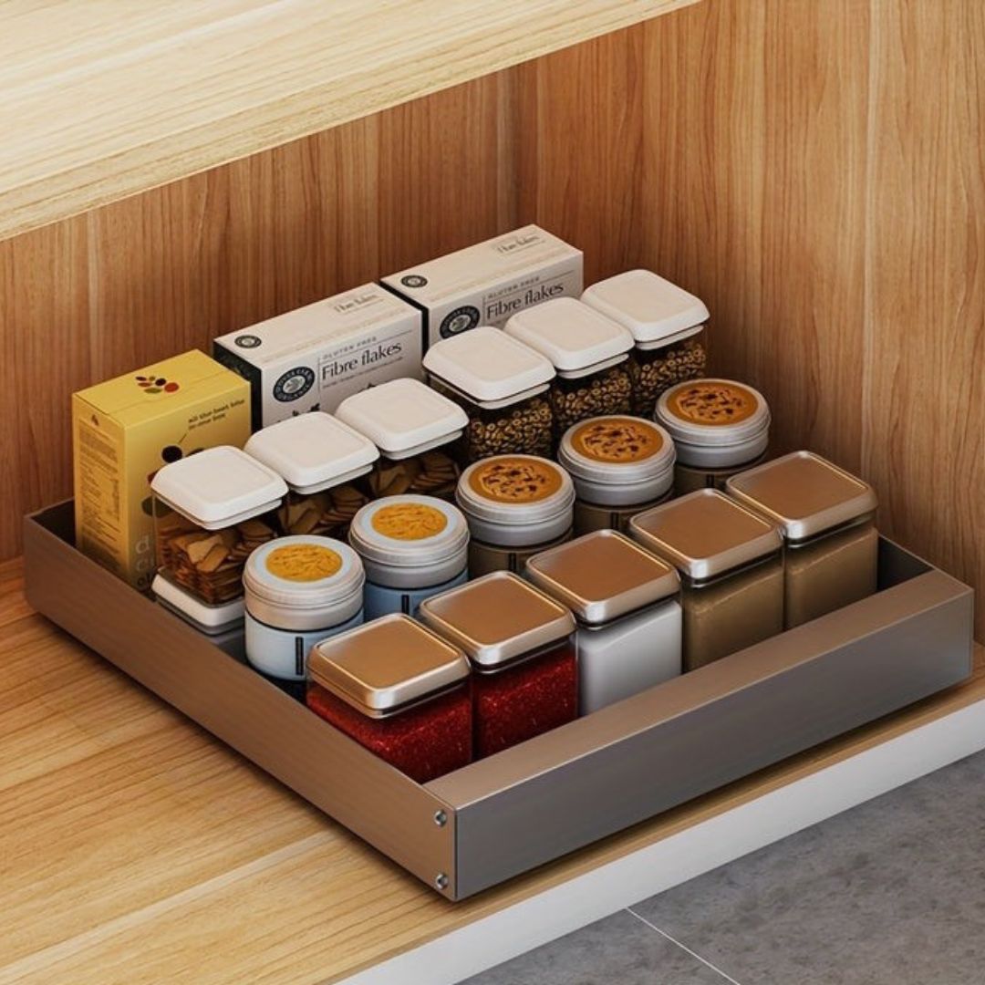 Gray 15.75 inch pull-out cabinet organizer