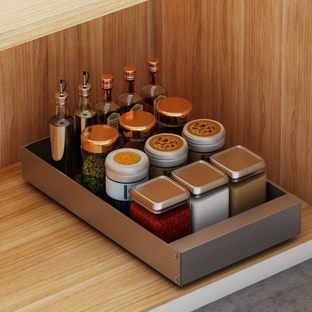 Gray 9.84 inch pull-out cabinet organizer