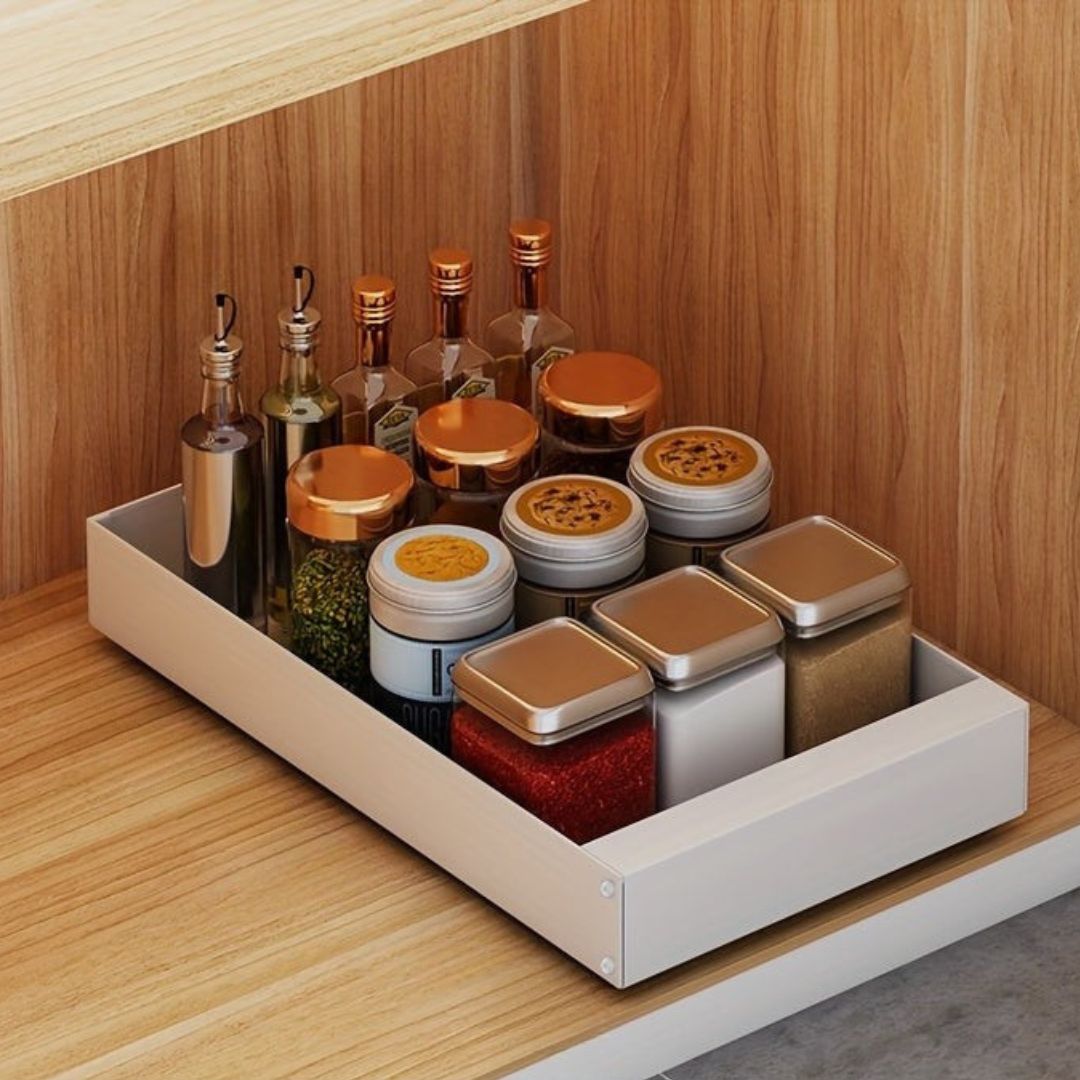 White 9.84 inch pull-out cabinet organizer