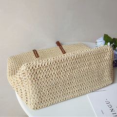 Base of the White woven tote bag