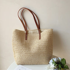 White woven tote bag