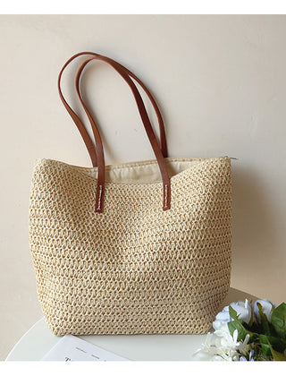 White woven tote bag