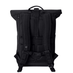 Rear view of the Black roll-top backpack