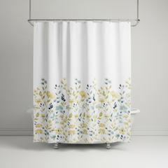Golden Yellow patterned shower curtain