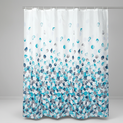 Blue Flowers patterned shower curtain
