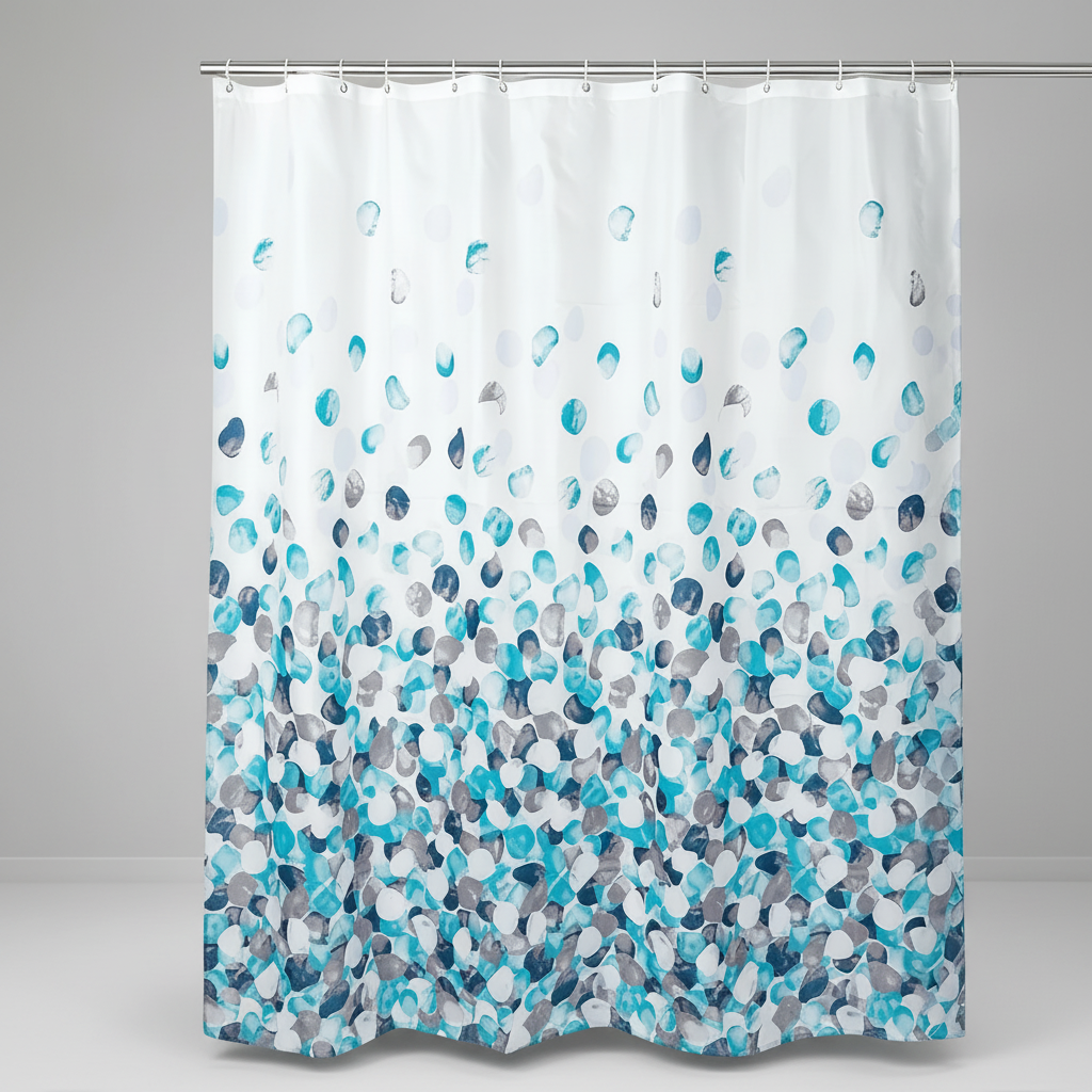 Blue Flowers patterned shower curtain