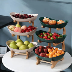Beige and Green tiered fruit stands in multiple configurations