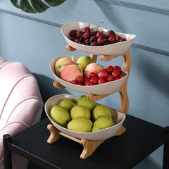Beige three-tier fruit stand