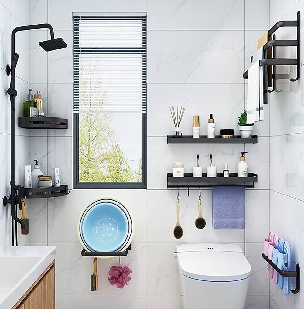 Three-bar wall rack shown holding compatible hanging containers