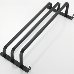 Angled view of the three-bar towel rack