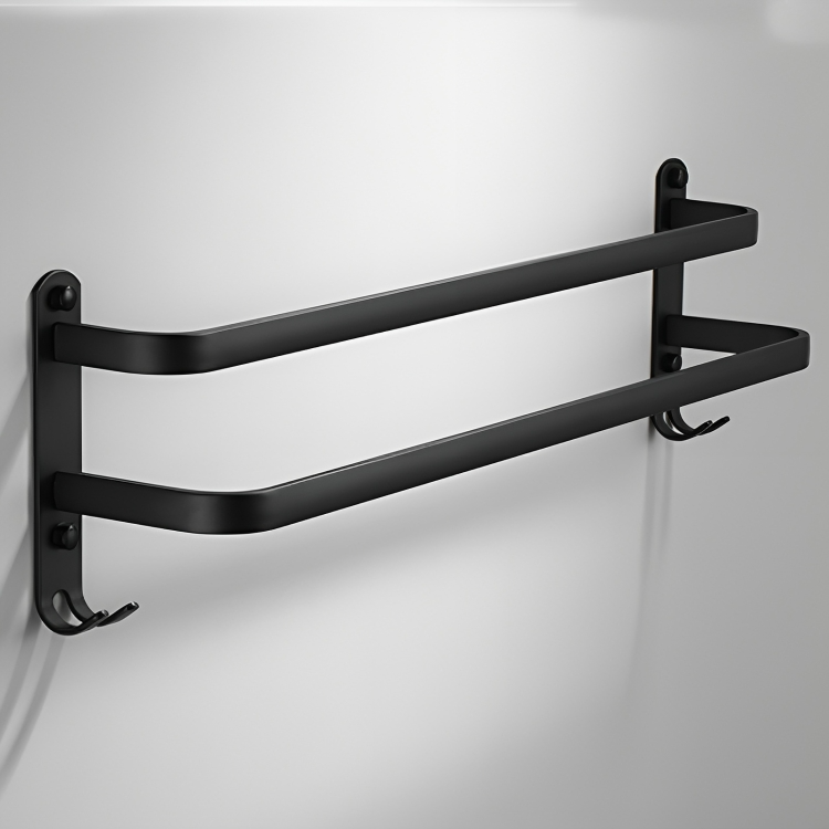 Empty two-bar wall-mounted towel rack