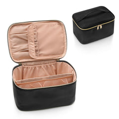 Empty Black makeup organizer with divider layout
