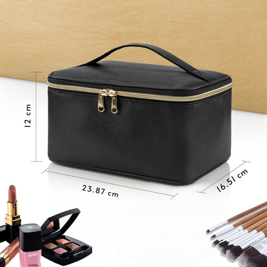 Source dimensions for the Black travel makeup organizer