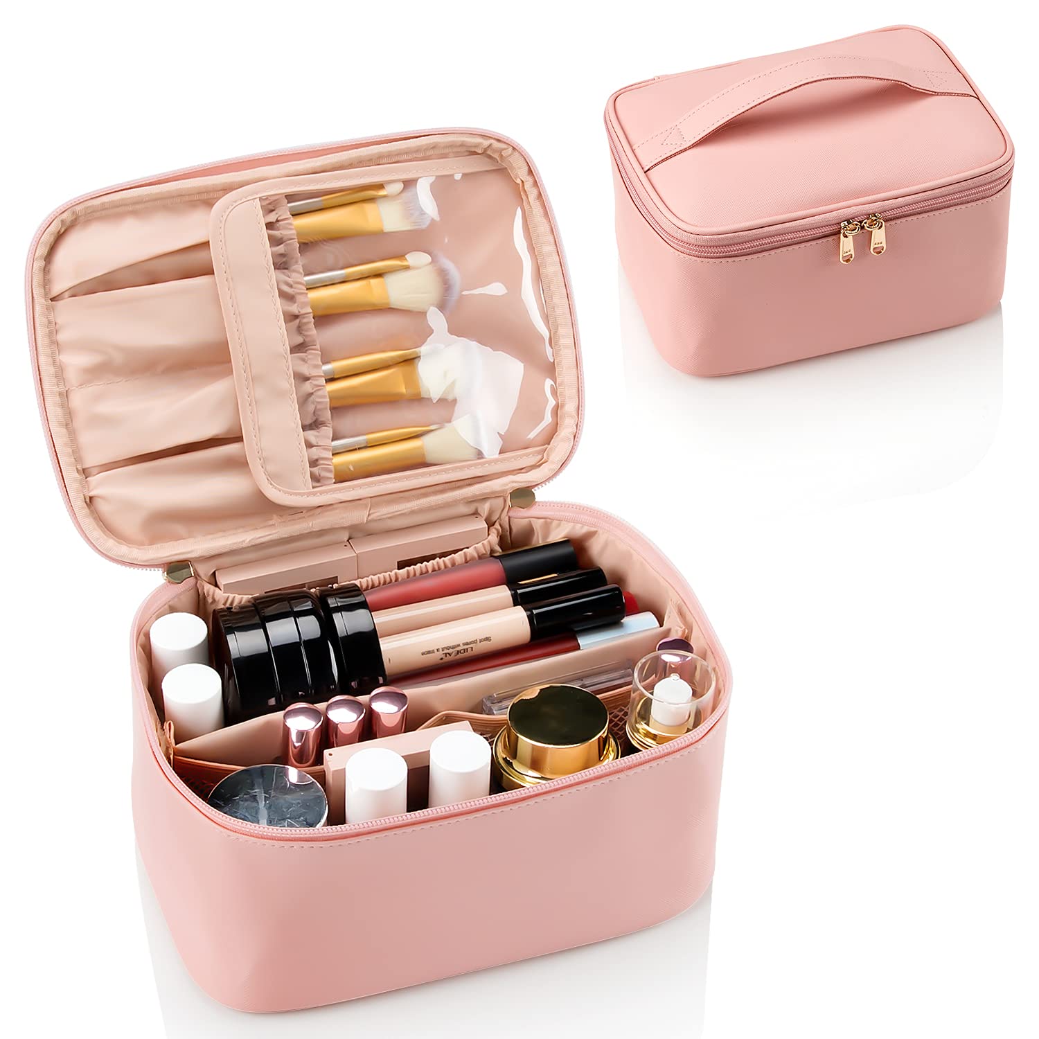 Pink travel makeup organizer