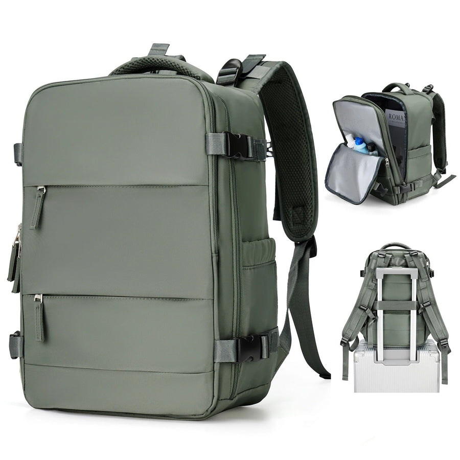 Nylon Green compact travel backpack