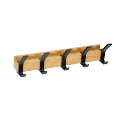 Wall coat rack with five movable double hooks