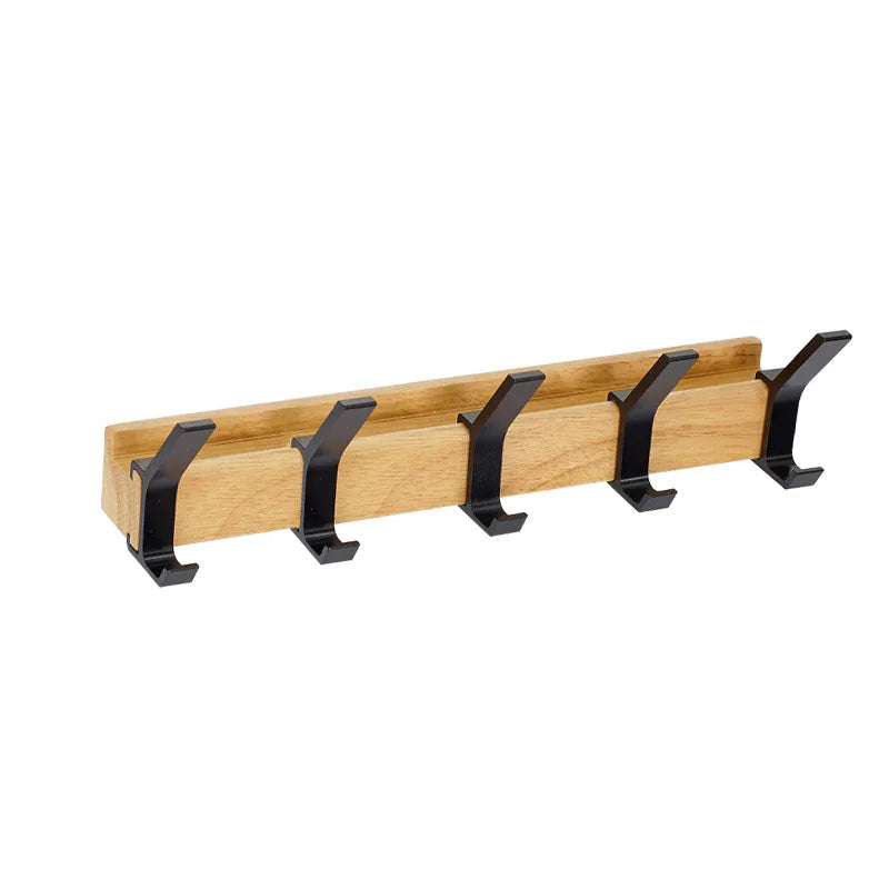 Wall coat rack with five movable double hooks
